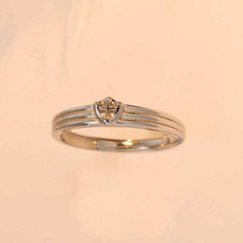 Princess Heart Zircon And Knight Shield - Couple Ring