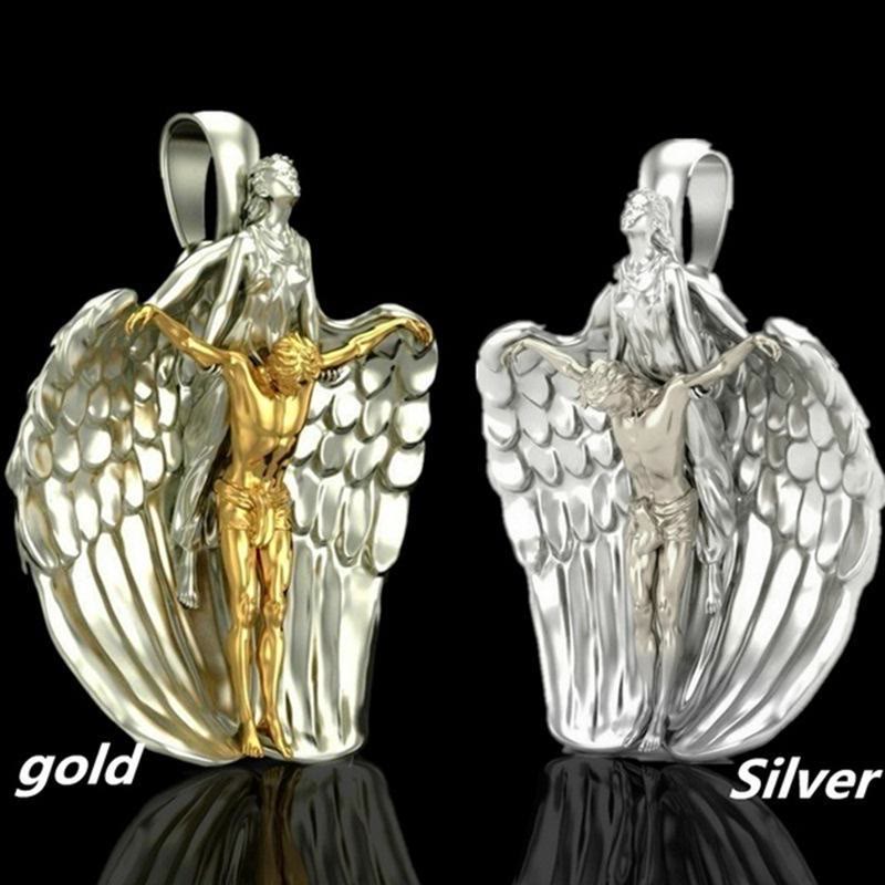 Fashion Stainless Steel Angel Jesus Pendant Necklace