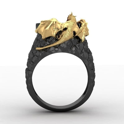 Men's Two-tone Dragon Ruby Gemstone Ring