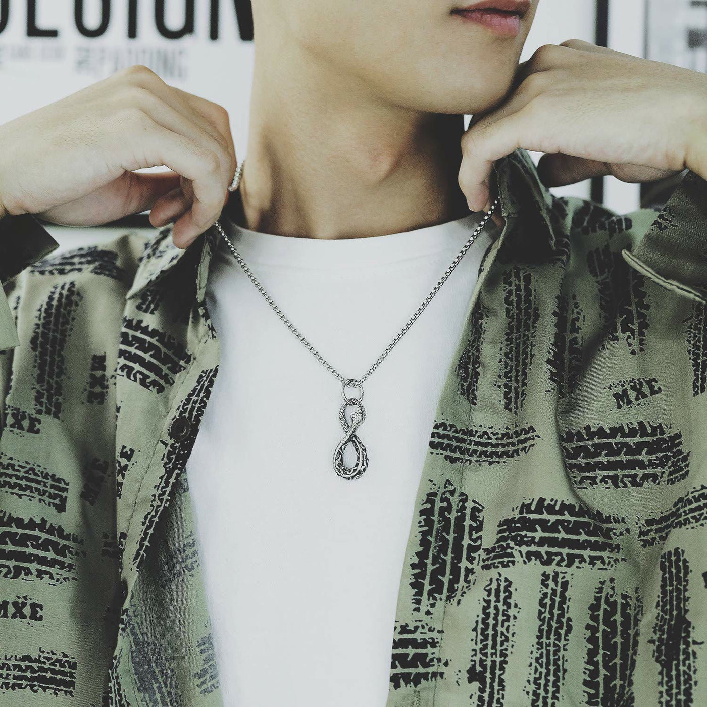 "Infinite Power" Men's Infinity Snake Necklace