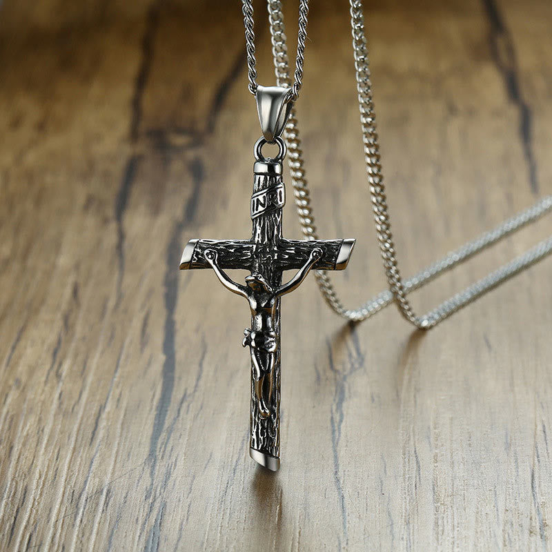 "Faith & Power" Men Jesus Cross Necklace