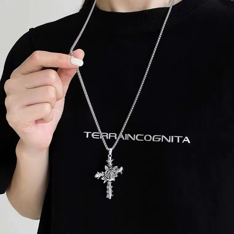 "The Faith" Rose Cross Necklace