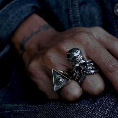 Men's Punk Eye Illuminati Triangle Ring