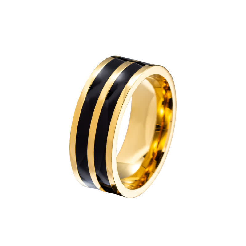 Two Tone Black & Yellow Gold Ring