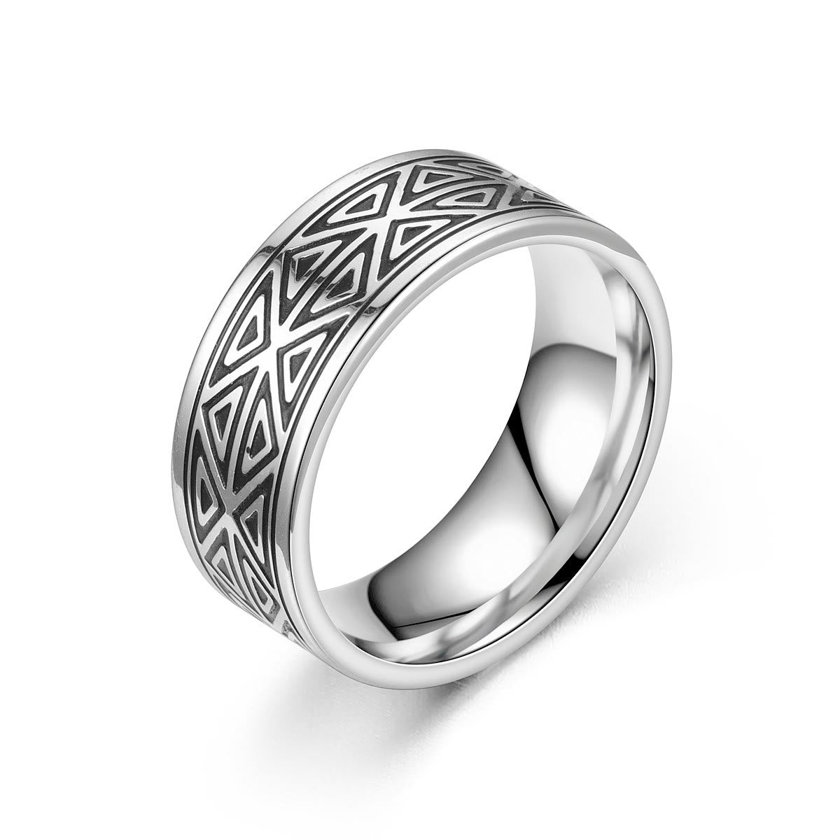 Silver Engraved Titanium Ring