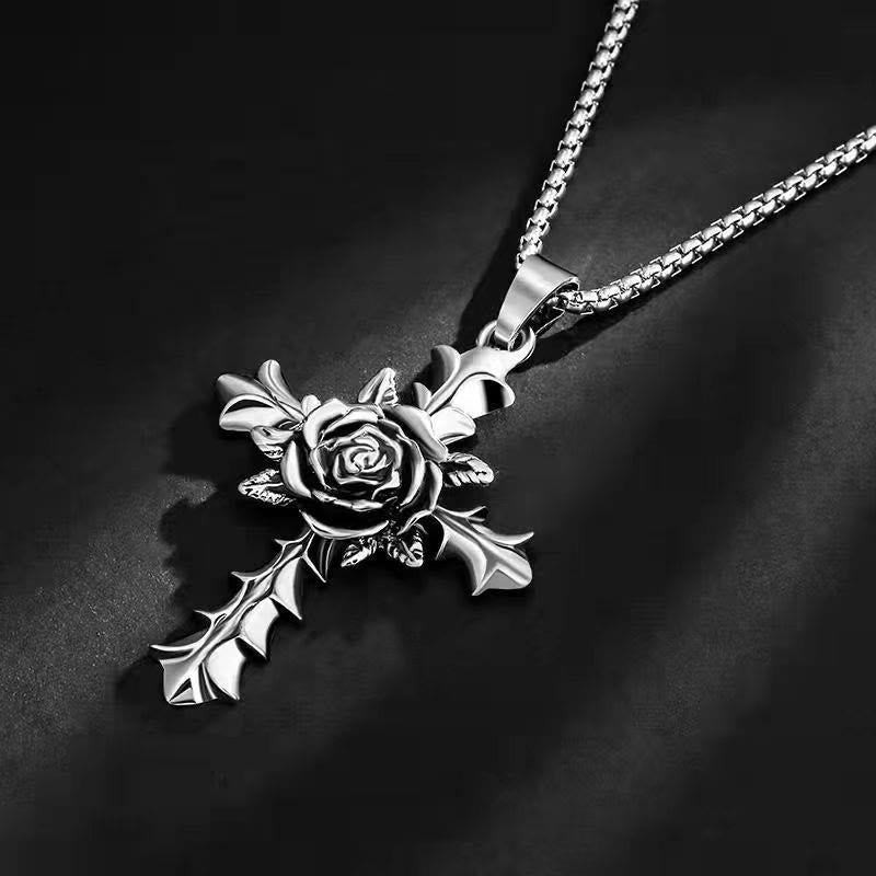 "The Faith" Rose Cross Necklace