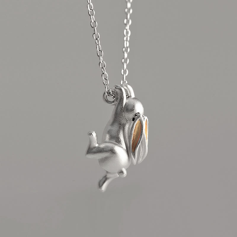 Sterling Silver Moon Rabbit Pendant Necklace