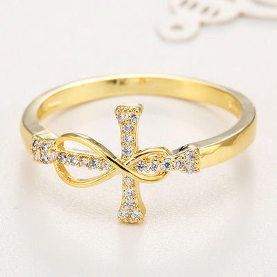 Wireless and Cross Zircon Ring