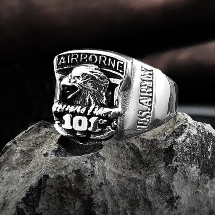 The Airborne Screaming Eagle Stainless Steel Ring
