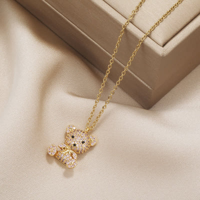 Lovely Shiny Teddy Bear Necklace