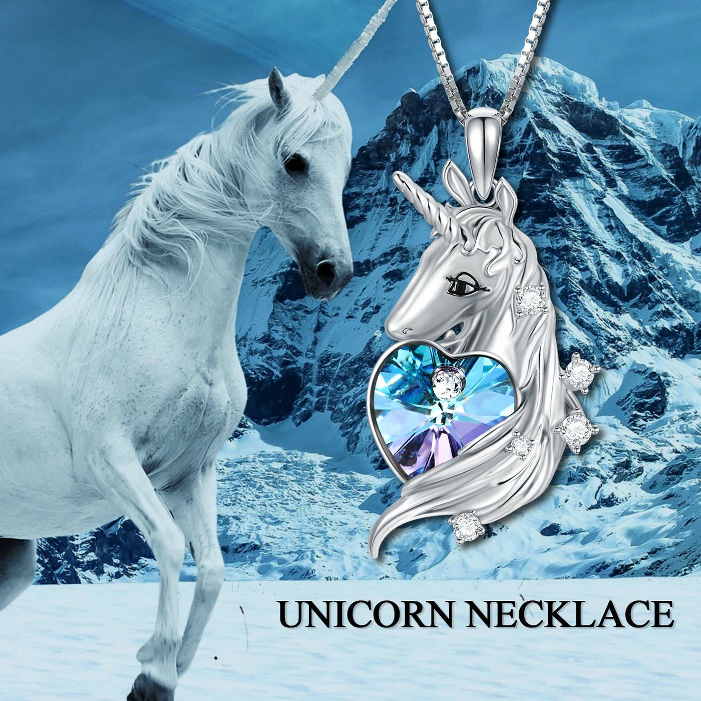 Cute Unicorn Heart Zircon Necklace