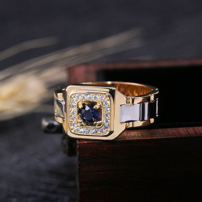 Fashion Luxury Sapphire Gold Watch Shape Ring