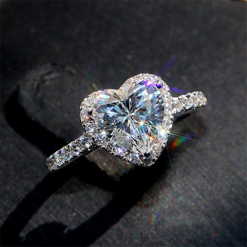 Heart Zirconia Sparkling Elegant Ring