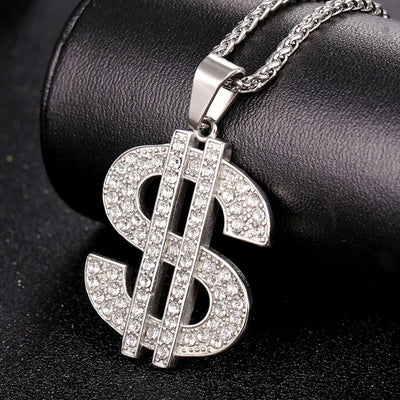 Men's Punk Hip Hop Dollar Sign Pendant Necklaces