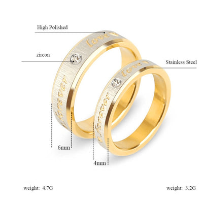 Stainless Steel Matching Wedding Forever Love Rings Set