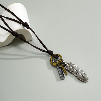 Silver Message Pendant Vintage Feather Necklace