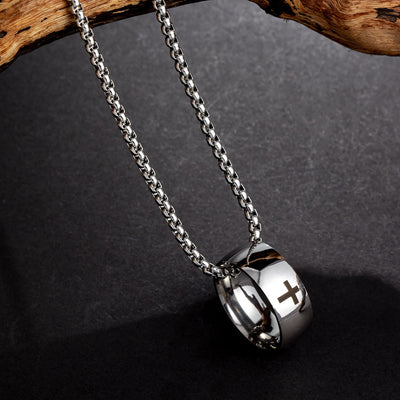 Silver Cross Titanium Steel Necklace