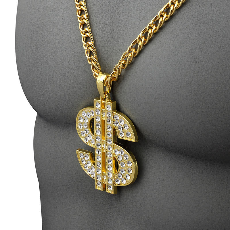 Men's Punk Hip Hop Dollar Sign Pendant Necklaces