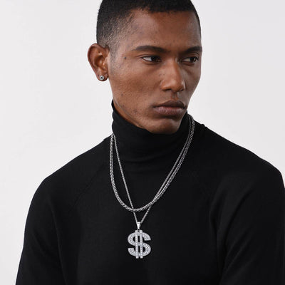 Men's Punk Hip Hop Dollar Sign Pendant Necklaces