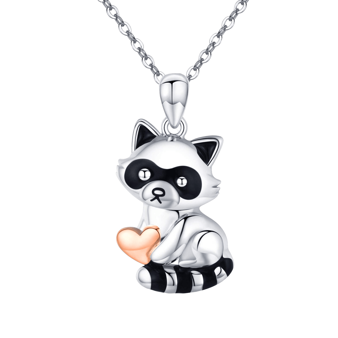 Cute Raccoon Hug Heart Necklace