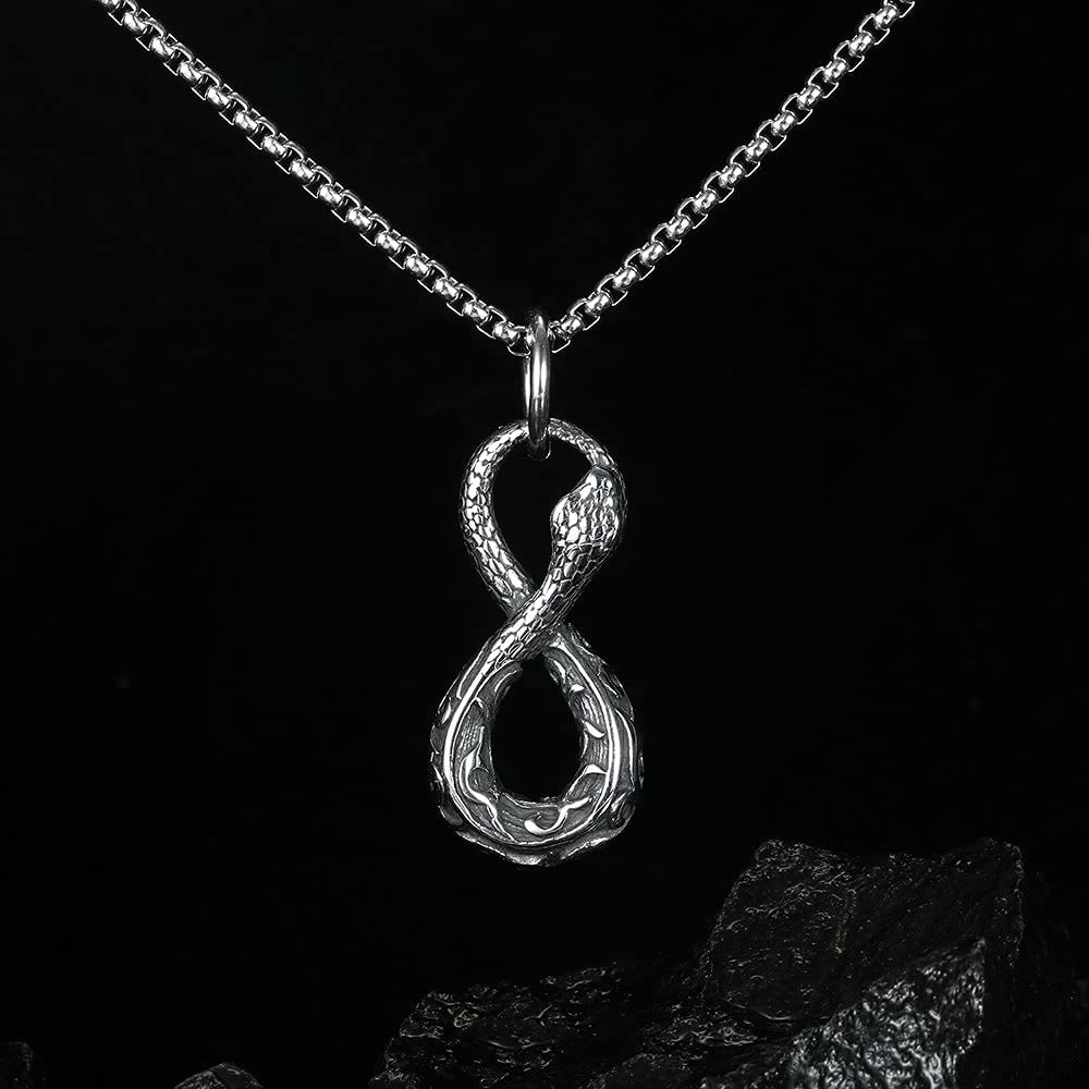 "Infinite Power" Men's Infinity Snake Necklace