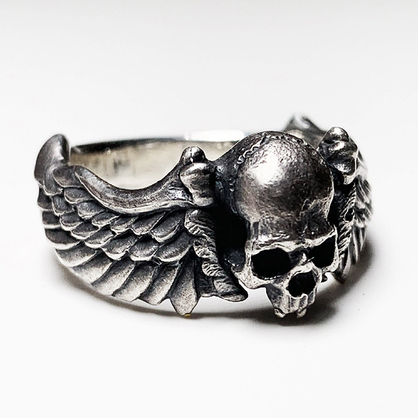 925 Sterling Silver Skull Wings Ring