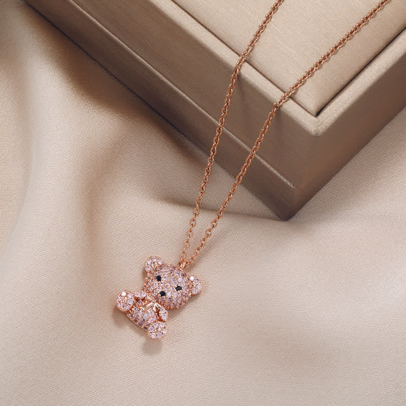 Lovely Shiny Teddy Bear Necklace