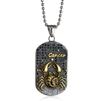 Mens Zodiac 3D Astrology Sign Design Necklace