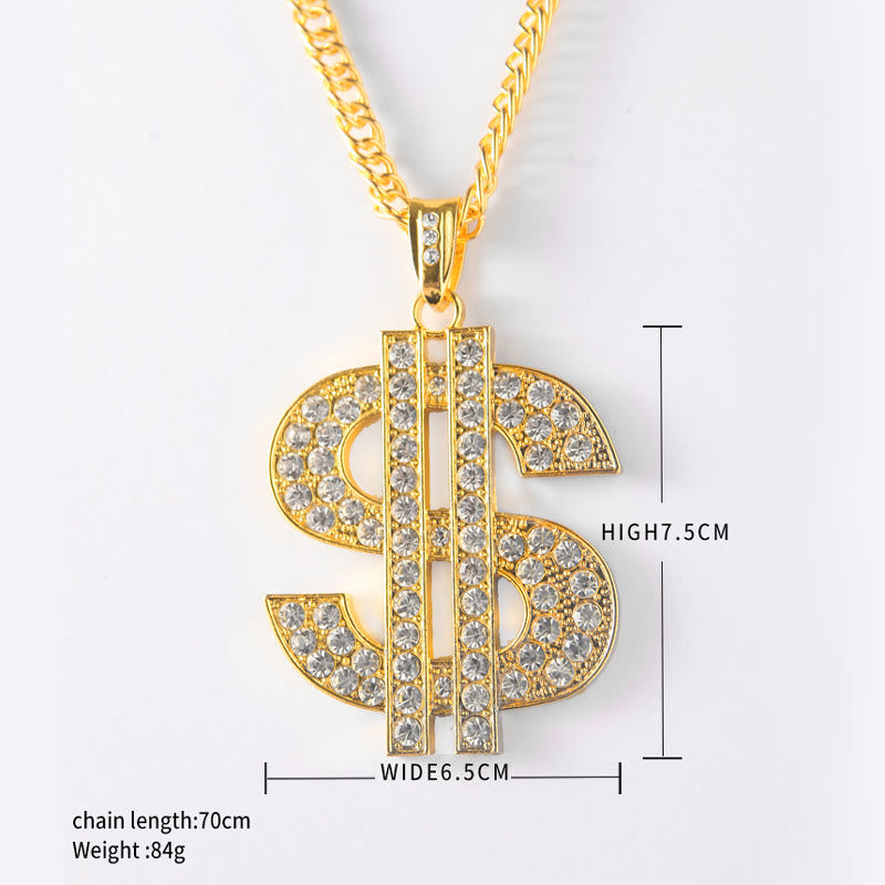 Men's Punk Hip Hop Dollar Sign Pendant Necklaces