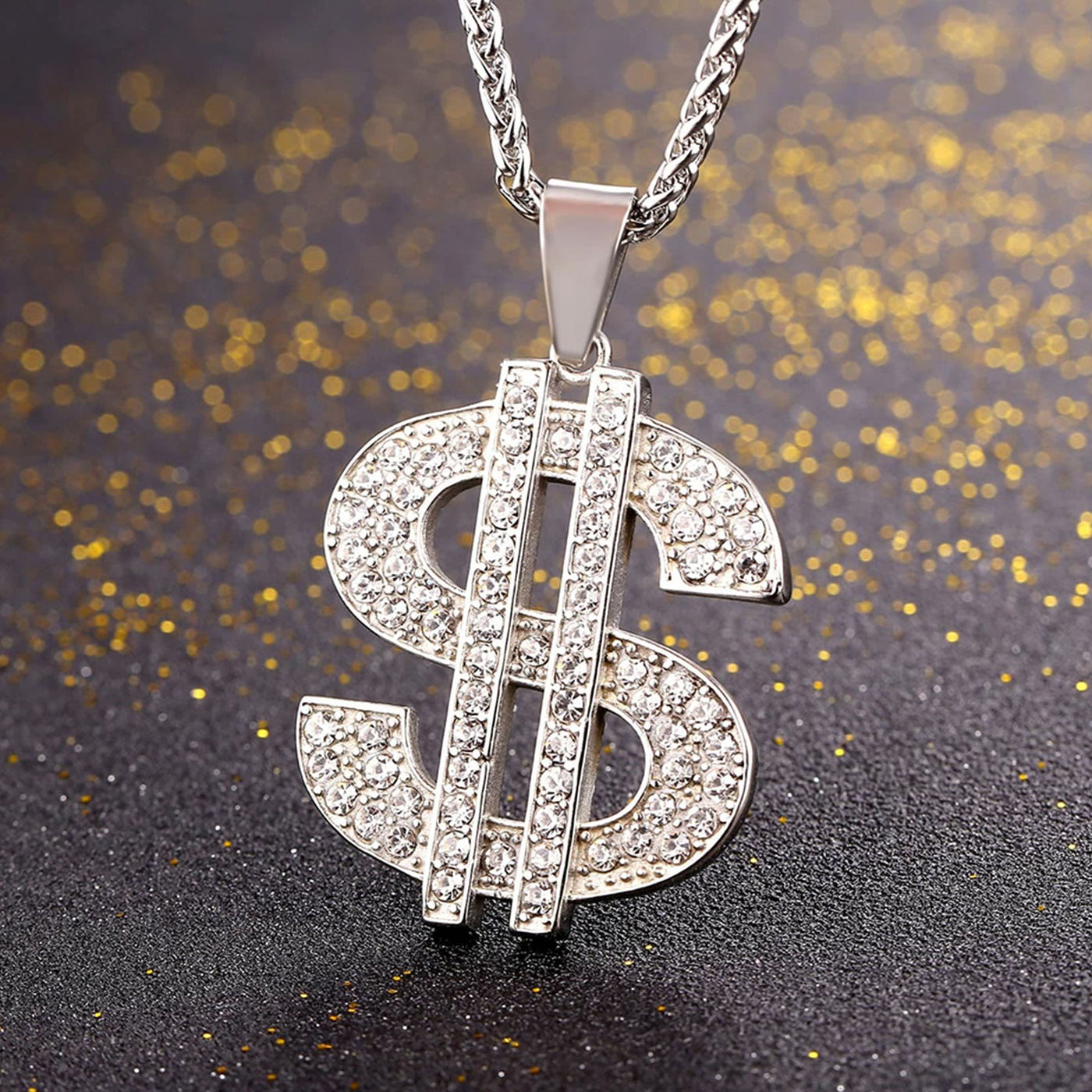 Men's Punk Hip Hop Dollar Sign Pendant Necklaces