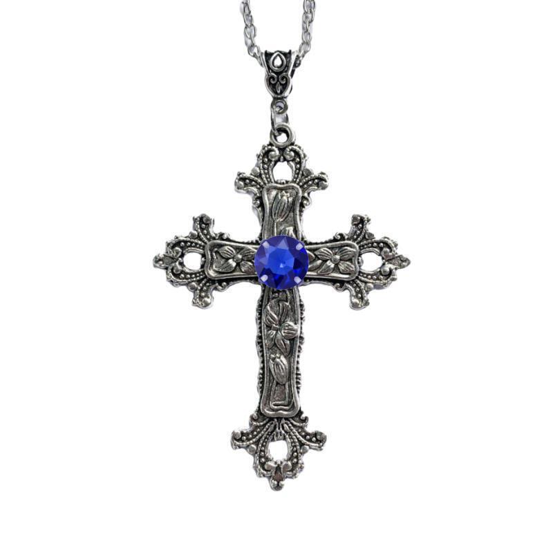 Zircon Gothic Alloy Cross Necklace