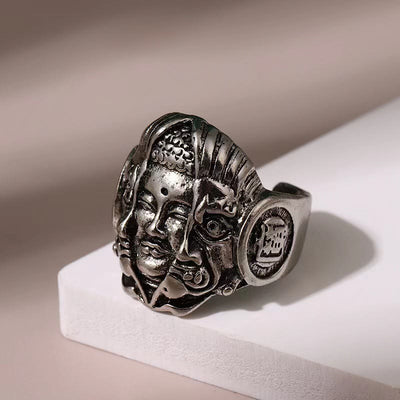 Vintage Three Faces Buddha Adjustable Ring