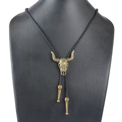 Cowboy Leather Necktie Western Necklace