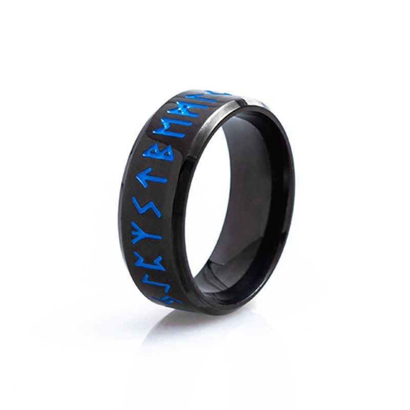 Nordic Blue Runic Viking Ring and Necklace