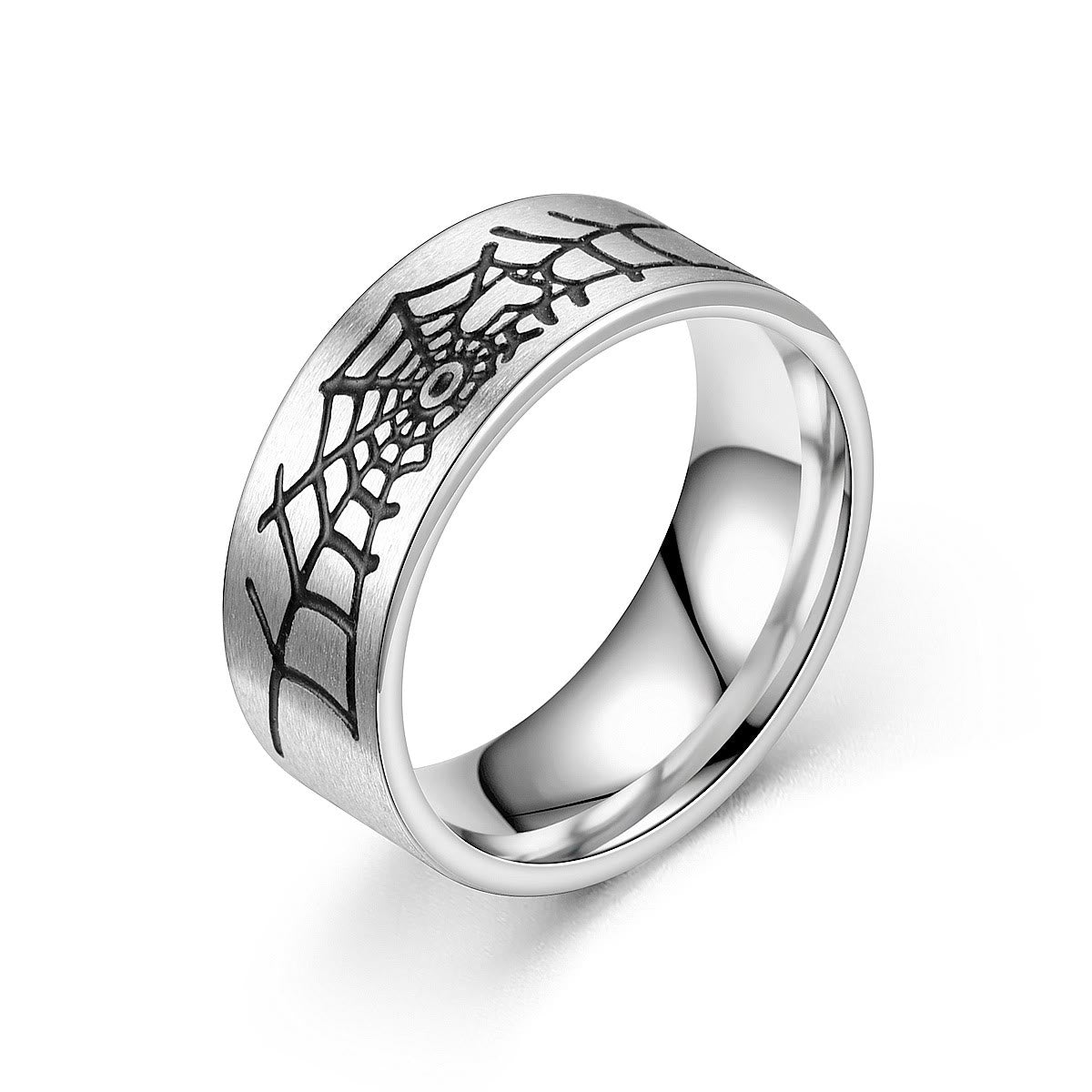 Silver Engraved Titanium Ring