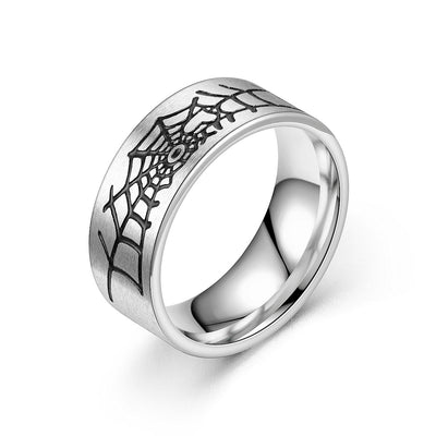 Silver Engraved Titanium Ring