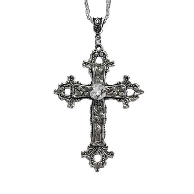 Zircon Gothic Alloy Cross Necklace