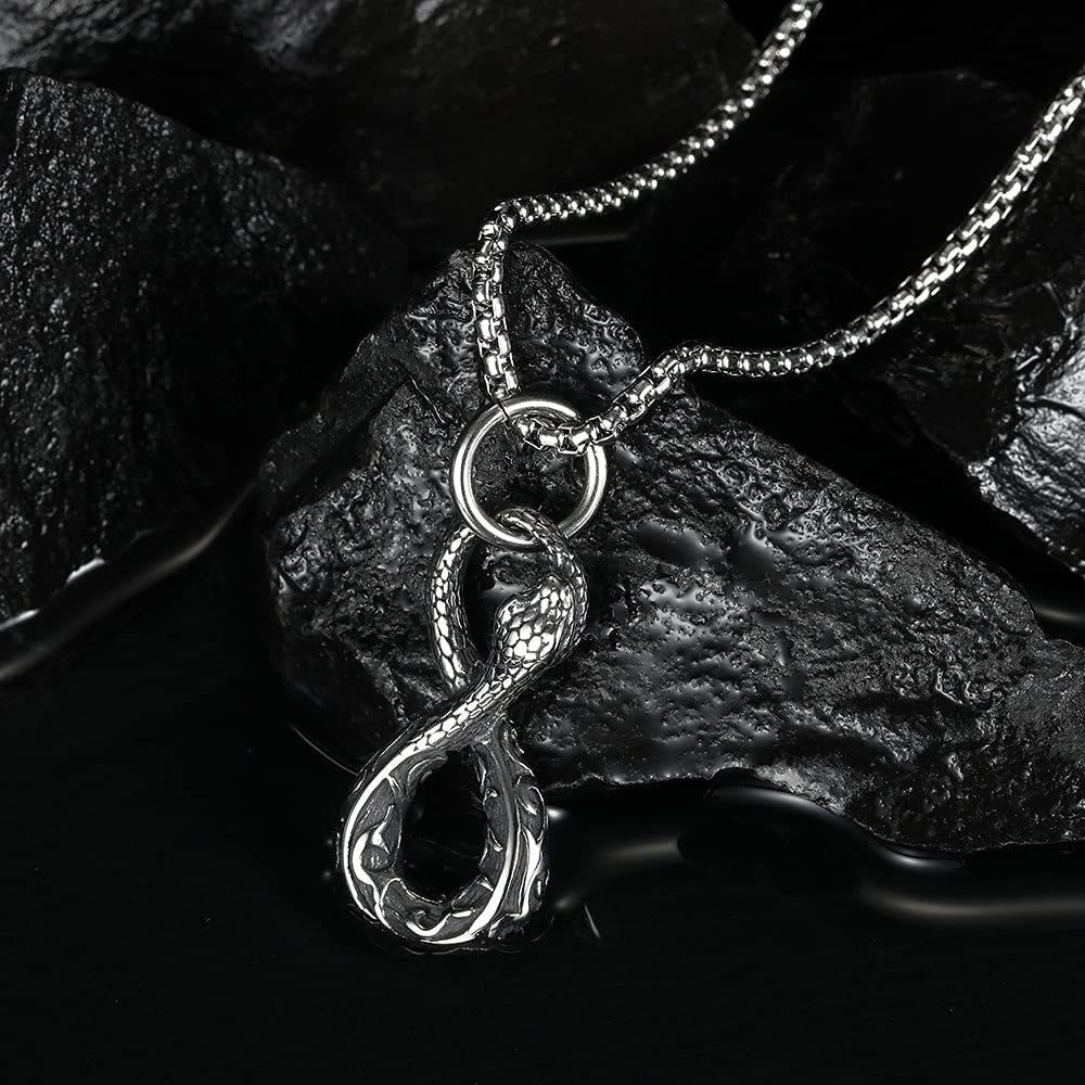 "Infinite Power" Men's Infinity Snake Necklace